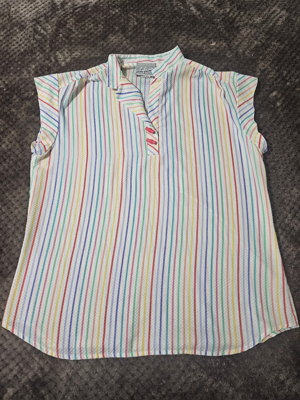 Vintage Multi Color Striped Cap-Sleeve Top